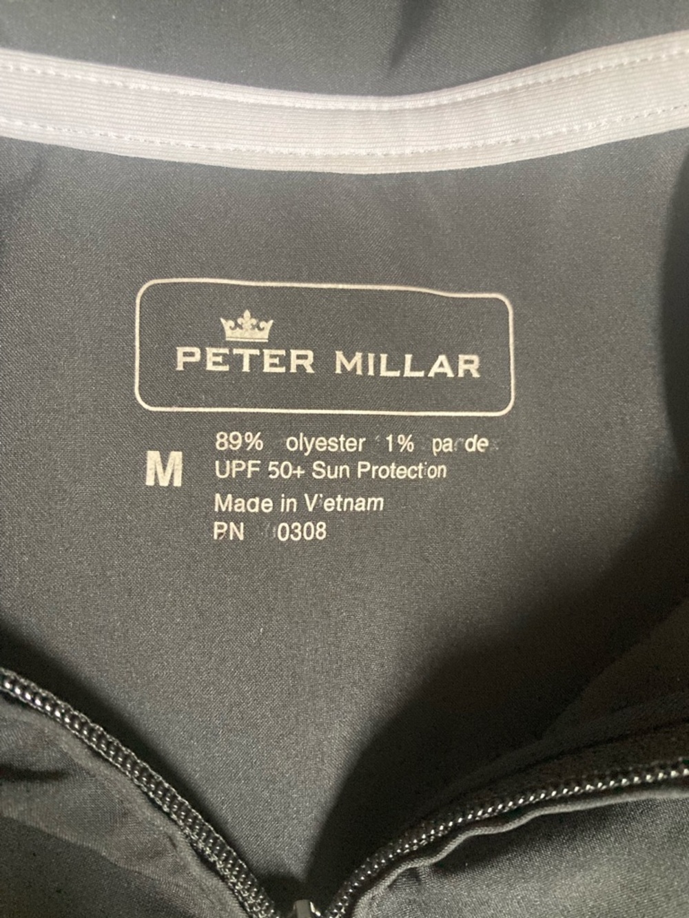 Peter Millar Performance Athletic Dress Black UPF 50+ Zip Neck Golf Tennis Sz M - Picture 5 of 6
